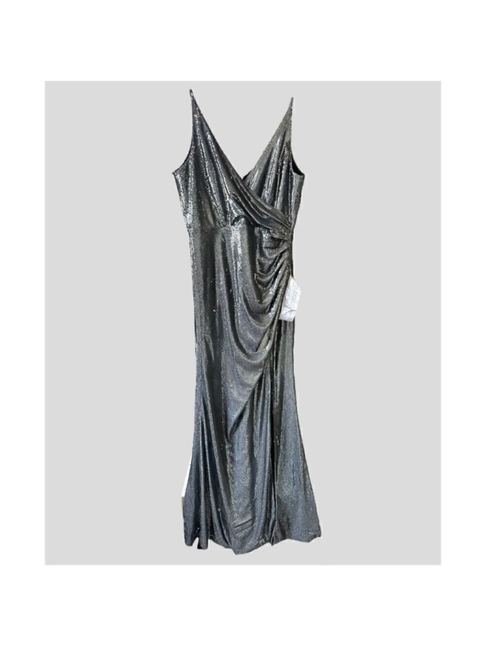 Dress the Population Jordan Gunmetal Sequin Gown Size XL